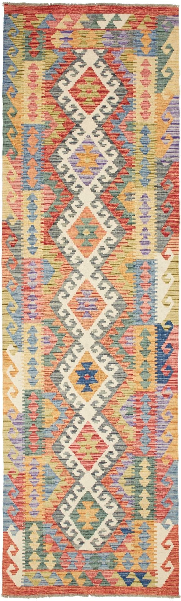 Kelim Teppich 90 x 297cm, rustikal, handgewebt, Wolle/Baumwolle