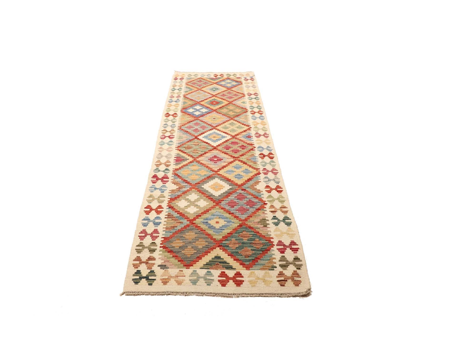 Kelim Teppich 81 x 247 cm, rustikal, handgewebt, Wolle Baumwolle