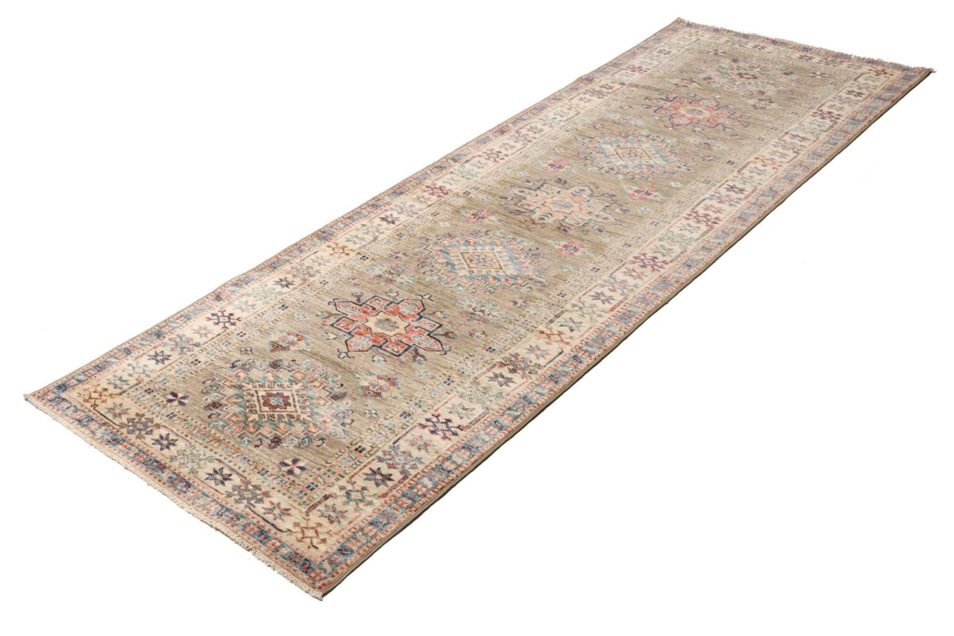 Kazak Teppich 85 x 235cm - geometrisches Muster, handgeknüpft