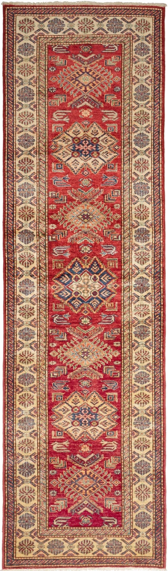 Kazak Orientteppich 83 x 290cm – Handgeknüpft, Schurwolle, Rarität