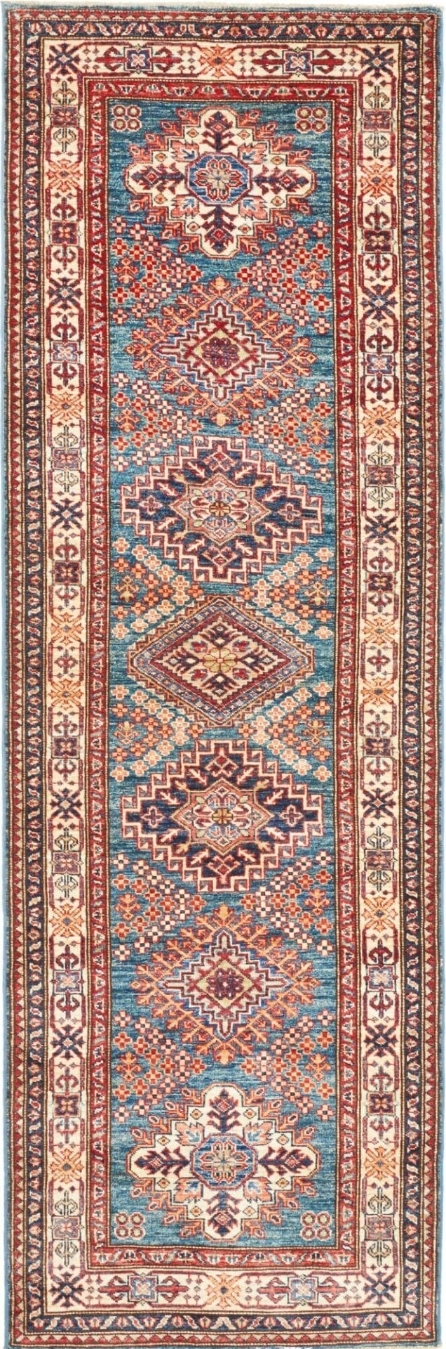 Kazak Orientteppich 90 x 271cm, Schurwolle, handgeknüpft