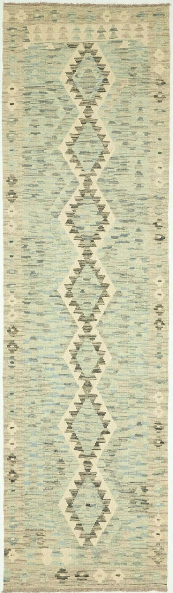 Kelim Teppich 86 x 295cm, handgewebt, Wolle, rustikales Design