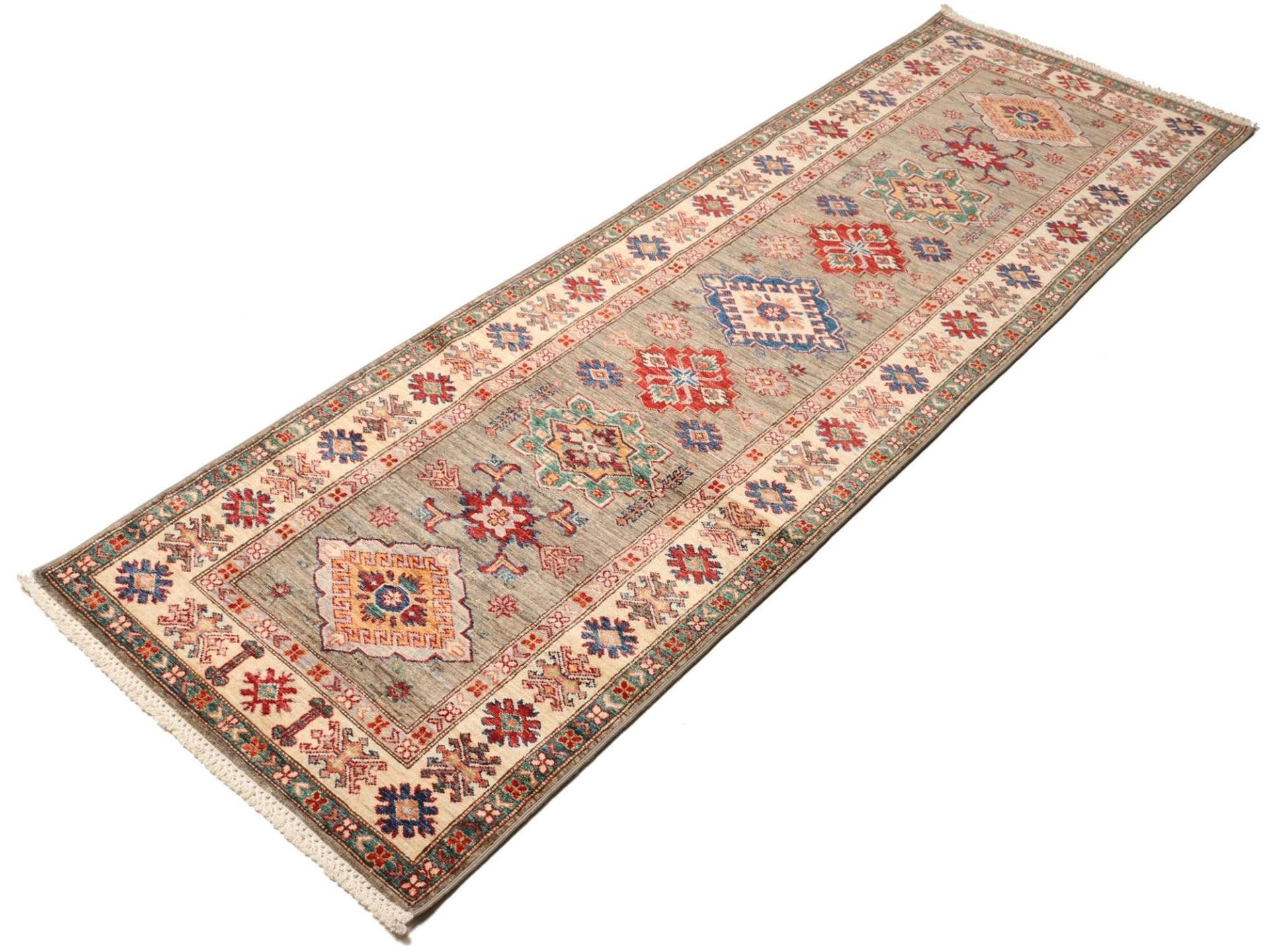 Kazak Teppich 83 x 259 cm, geometrisches Muster, handgeknüpft