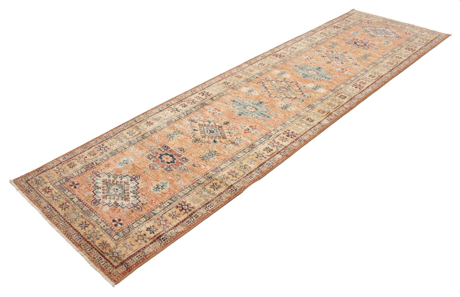 Kazak Teppich 87 x 300cm, geometrisches Muster, handgeknüpft