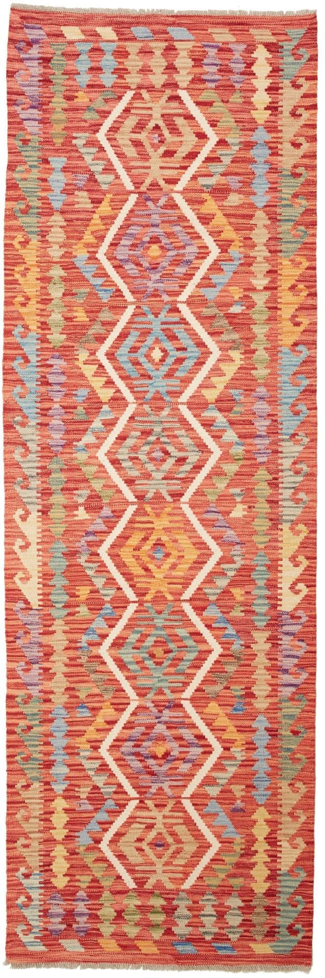 Kelim Teppich 83 x 247 cm, handgewebt, rustikales Flair, Wolle