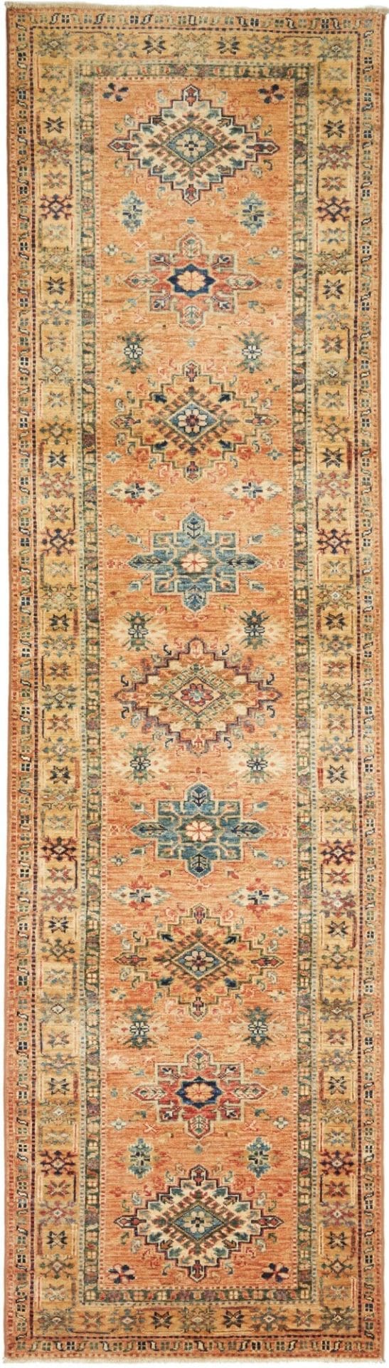Kazak Teppich 83 x 296 cm, geometrisch, Schurwolle, handgeknüpft