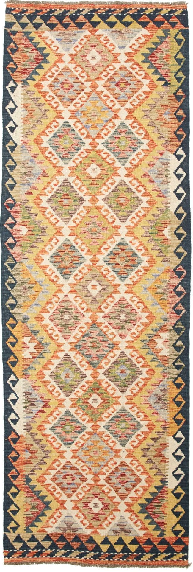 Kelim Teppich 88 x 254 cm in buntem Design – handgewebt