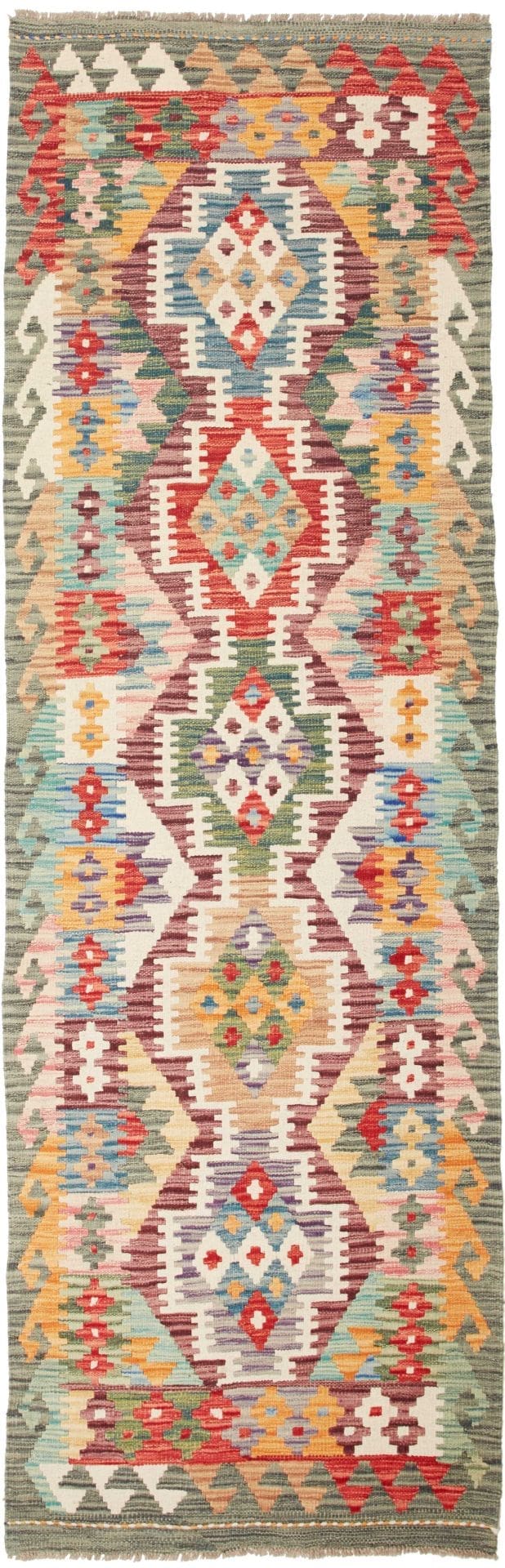 Kelim Teppich 78x239cm, Handgewebt, Schurwolle, Rustikales Flair