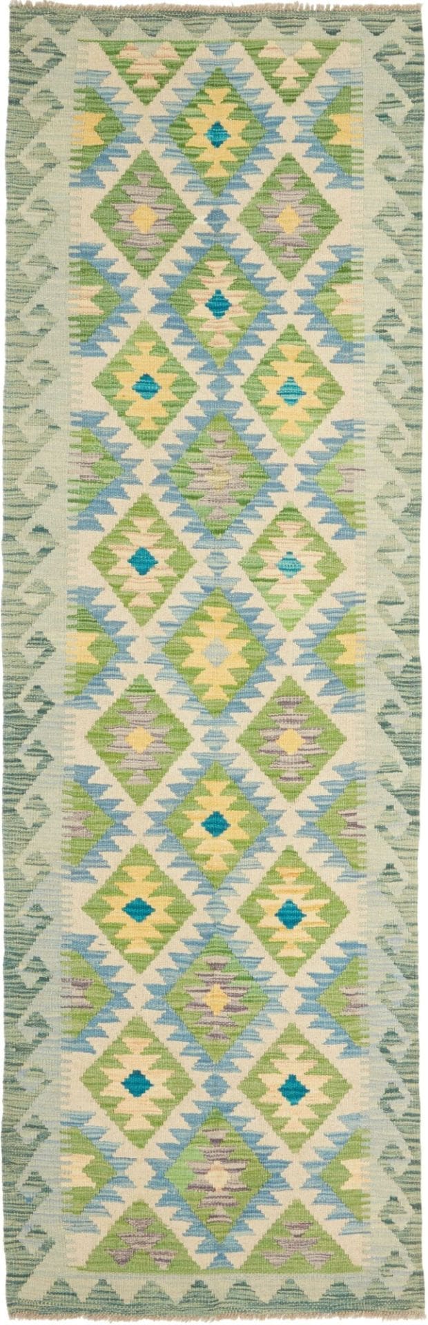 Kelim Teppich 81 x 241 cm aus Schurwolle, handgewebt, rustikal