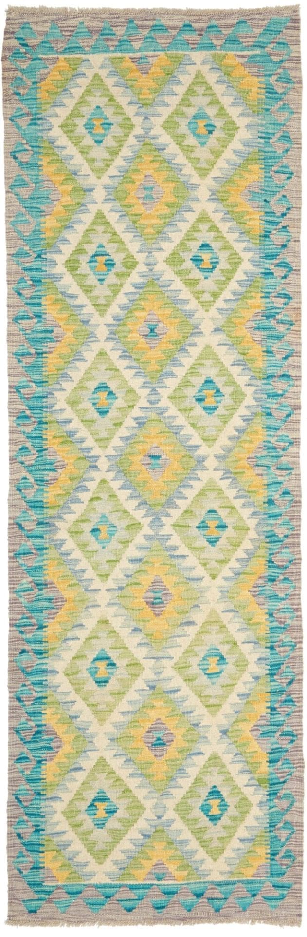 Kelim Teppich 82 x 246cm, handgewebt, rustikales Flair aus Wolle