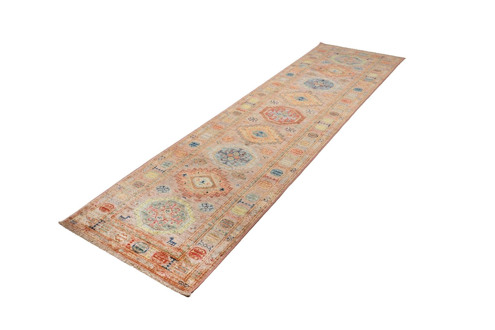 Kazak Orientteppich 87 x 298cm – Handgeknüpft, Wolle, geometrisch