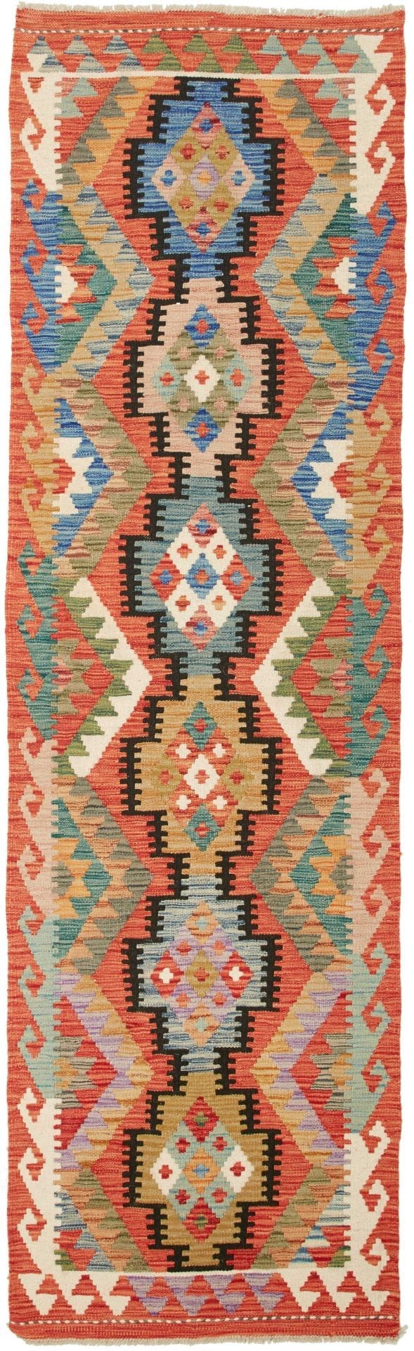 Kelim Teppich 75 x 243cm aus Schurwolle, handgewebt, rustikal