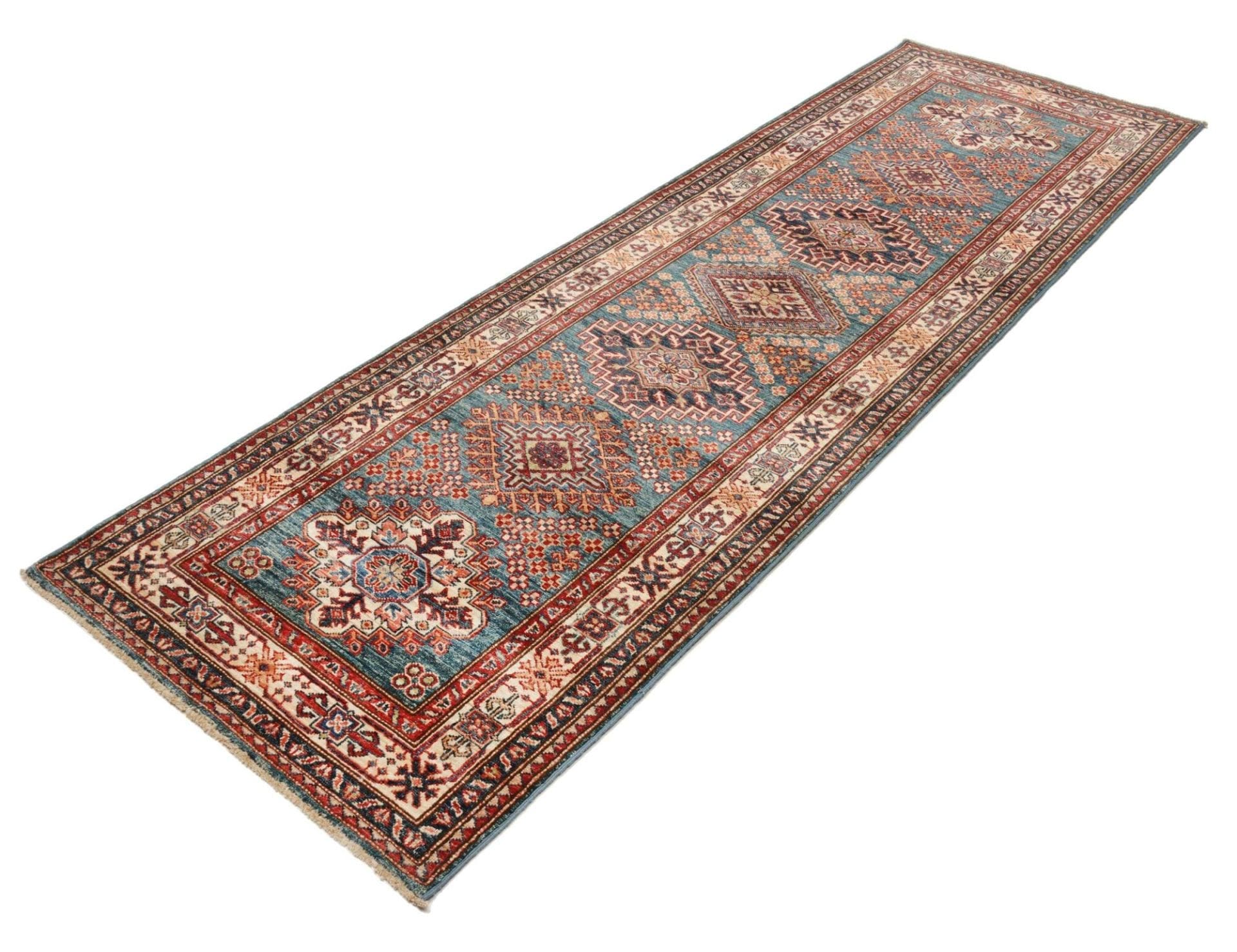 Kazak Orientteppich 90 x 271cm, Schurwolle, handgeknüpft