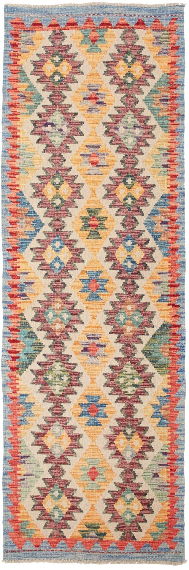 Kelim Teppich 81 x 239cm, handgewebt, rustikales Flair, Wolle