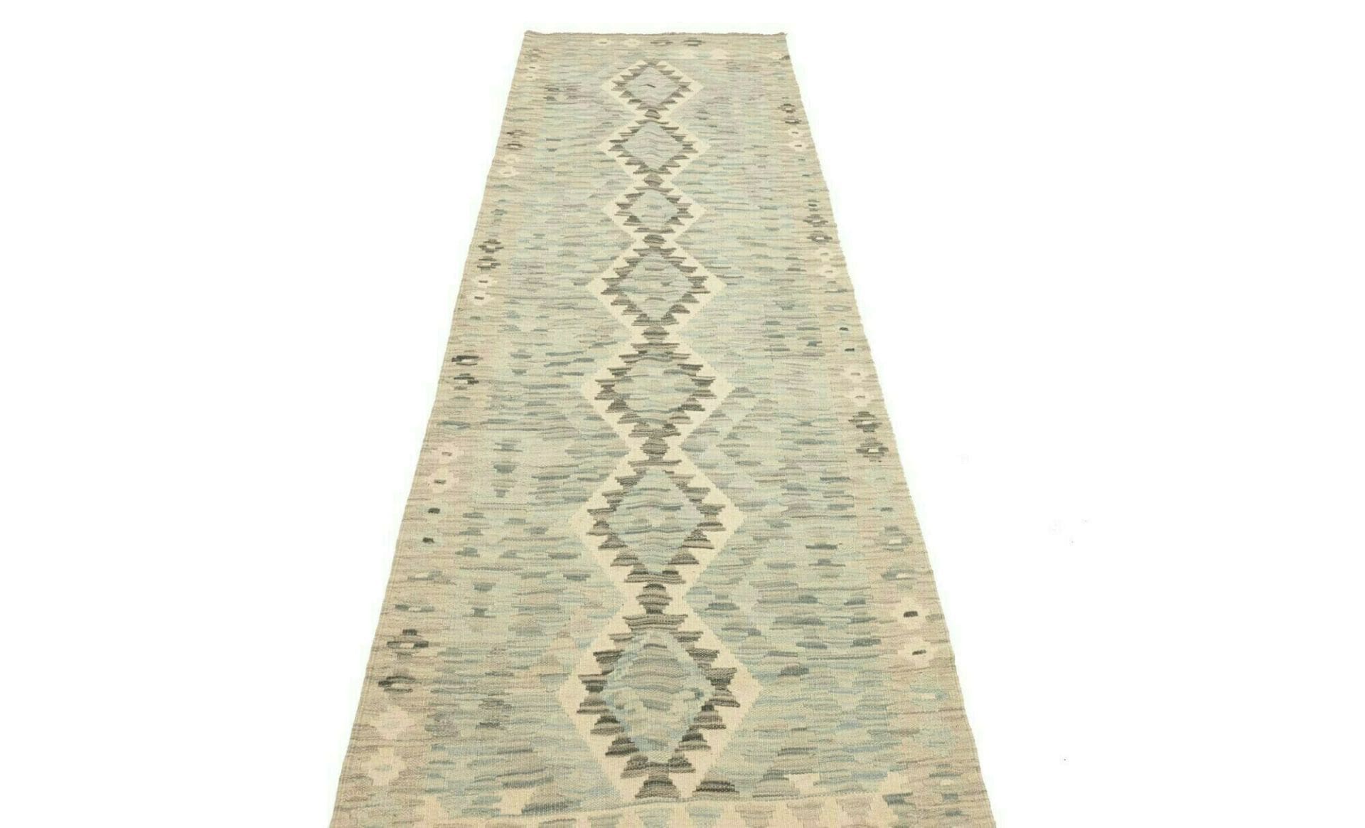 Kelim Teppich 86 x 295cm, handgewebt, Wolle, rustikales Design