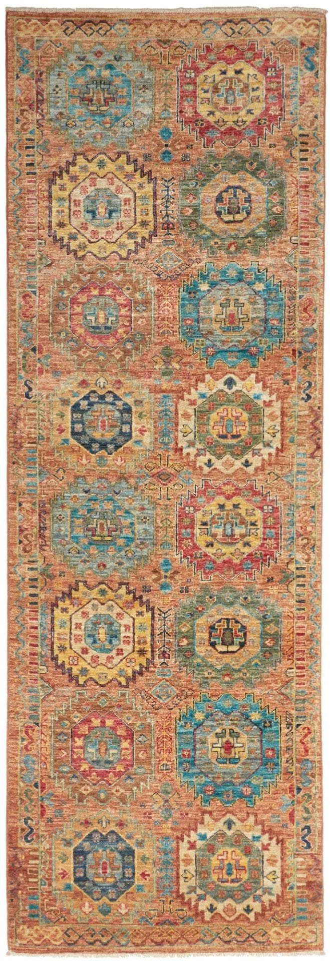 Orientteppich Samarkand 83 x 240 cm, handgeknüpft, Wolle, bunt