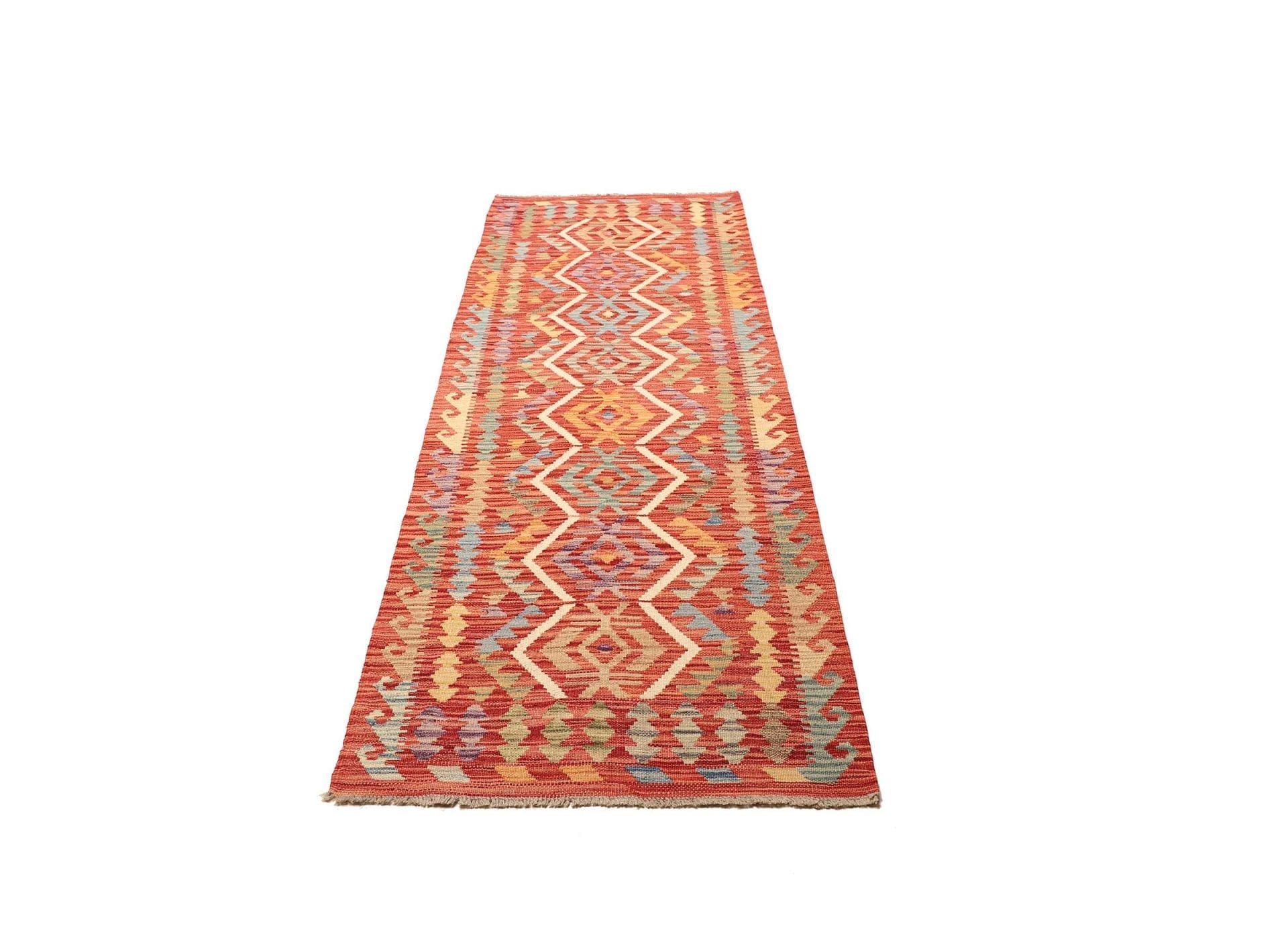 Kelim Teppich 83 x 247 cm, handgewebt, rustikales Flair, Wolle