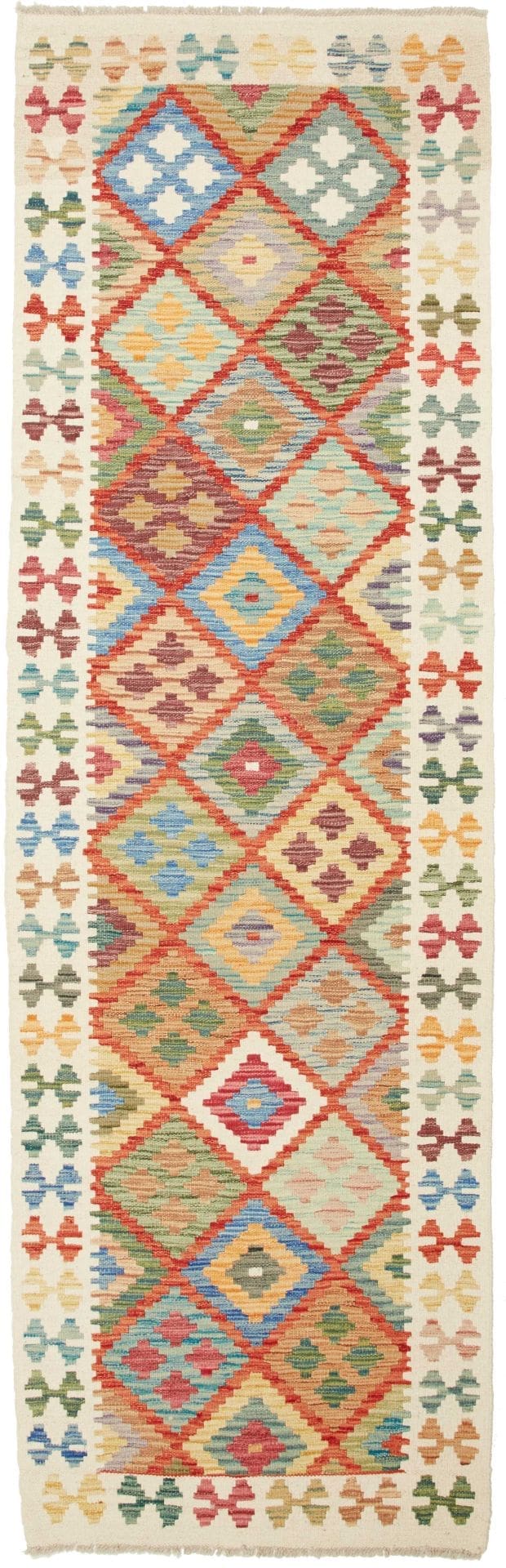 Kelim Teppich 81 x 252 cm, handgewebt, rustikales Flair, Wolle