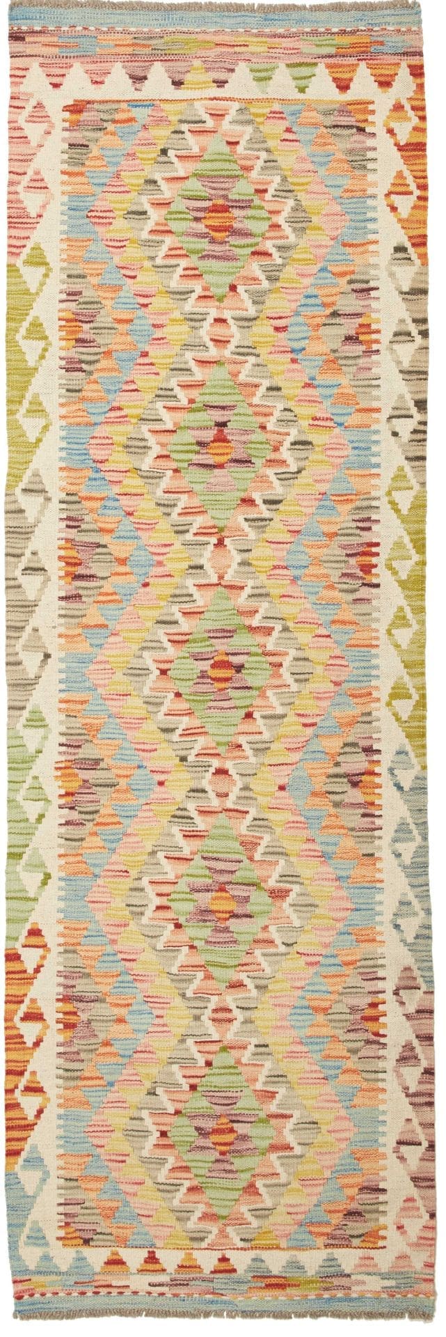 Kelim Teppich 70 x 210 cm, handgewebt, rustikales Design