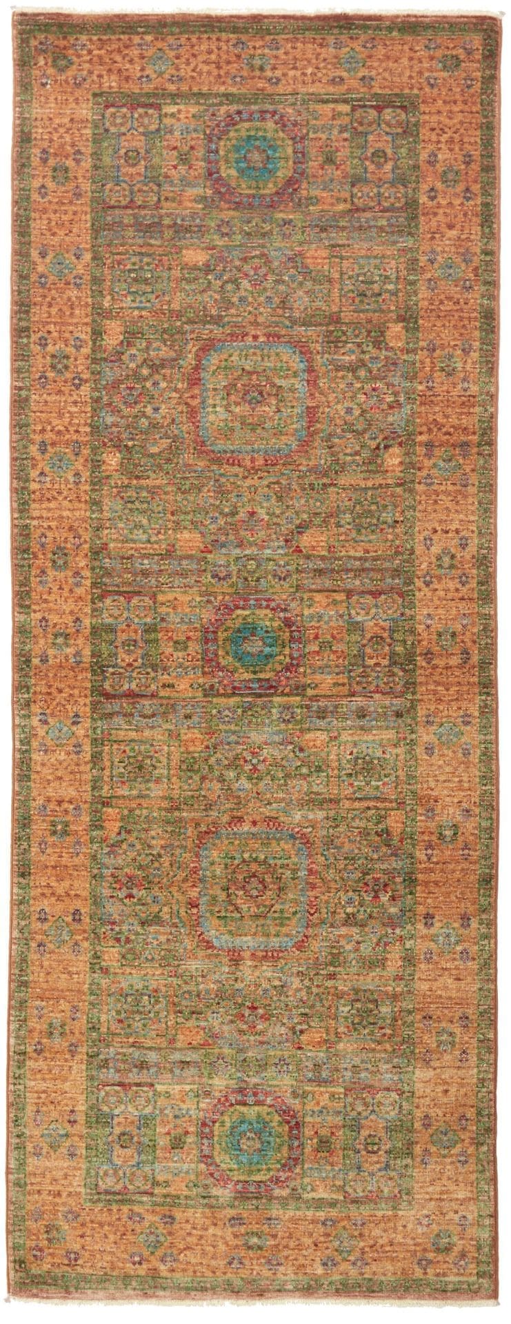 Mamluk Orientteppich 79 x 202cm, handgeknüpft aus Schurwolle