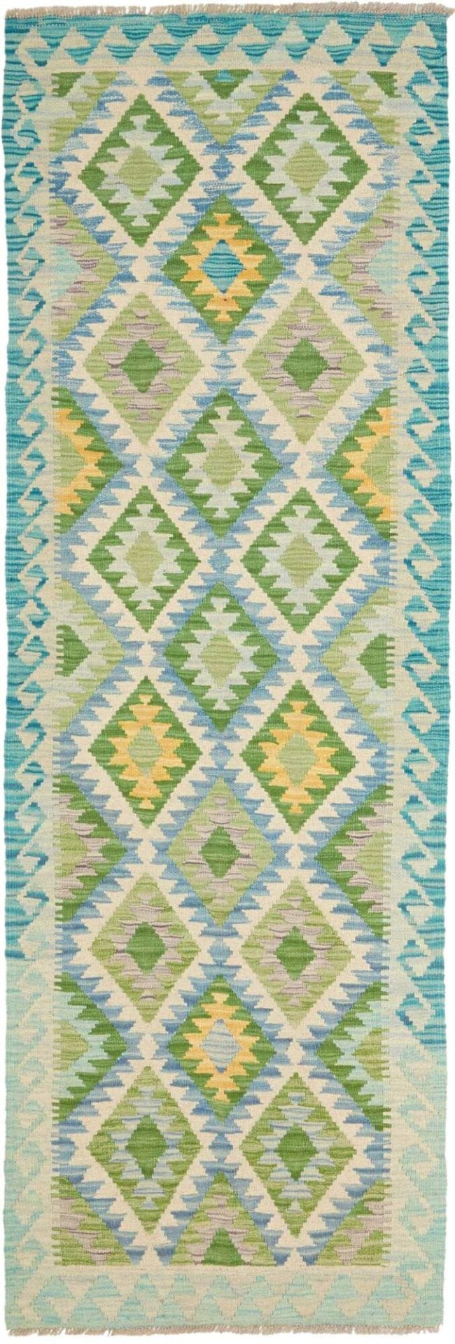 Kelim Teppich 81 x 232cm, handgewebt, rustikales Flair, Wolle