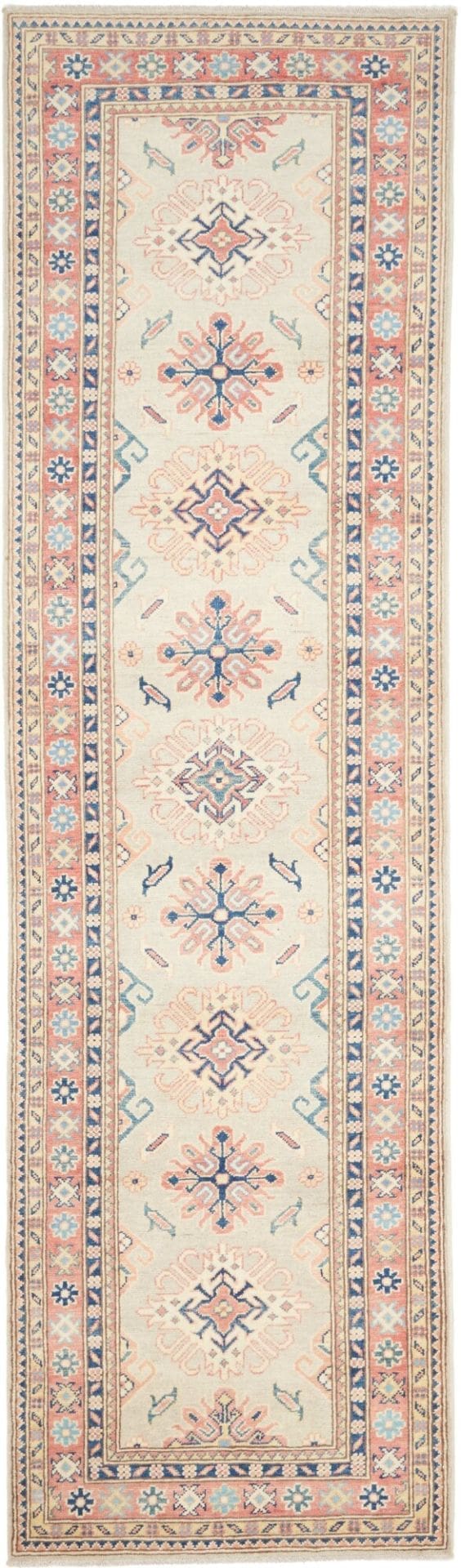 Kazak Teppich 88 x 294cm, geometrische Muster, handgeknüpft