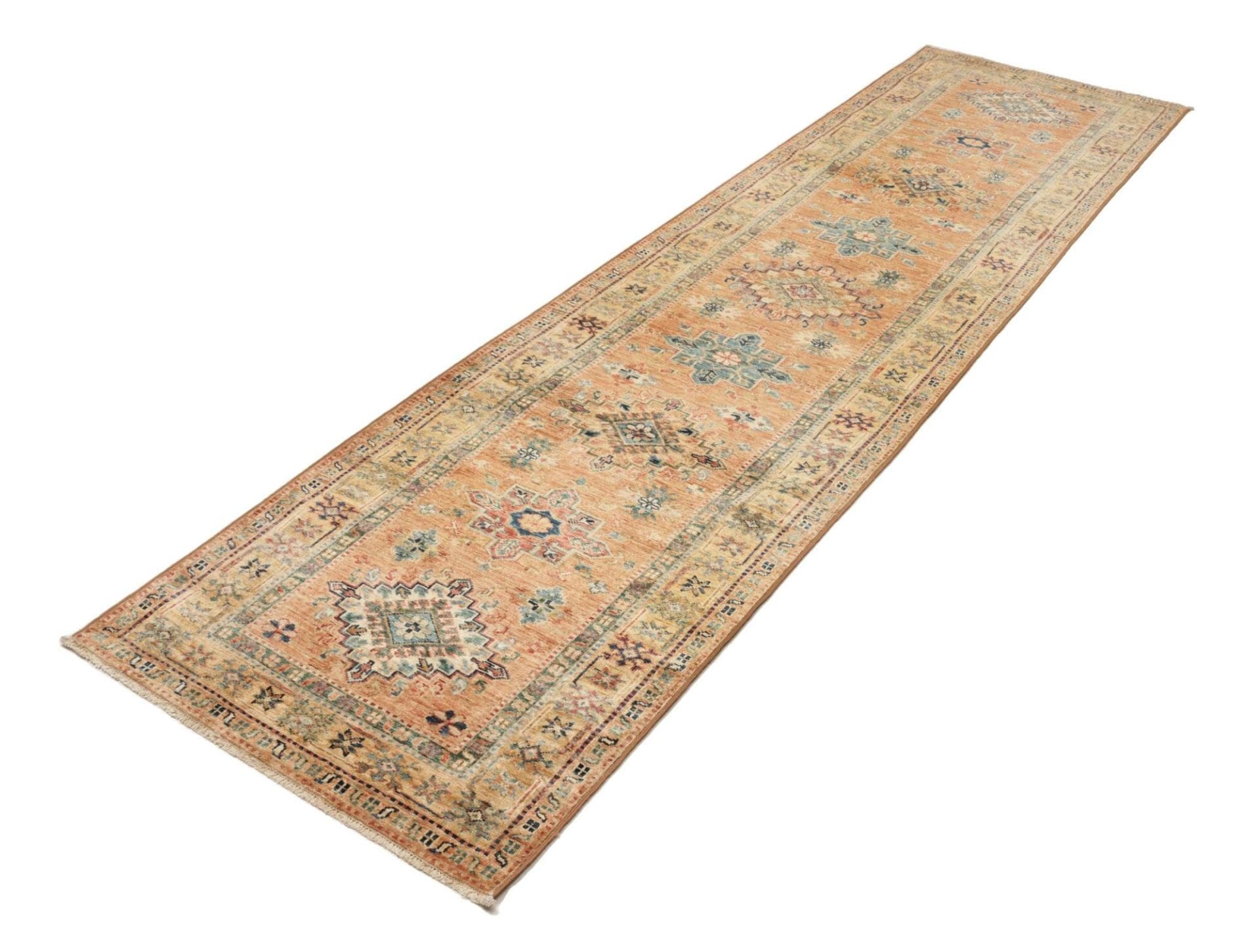 Kazak Teppich 83 x 296 cm, geometrisch, Schurwolle, handgeknüpft