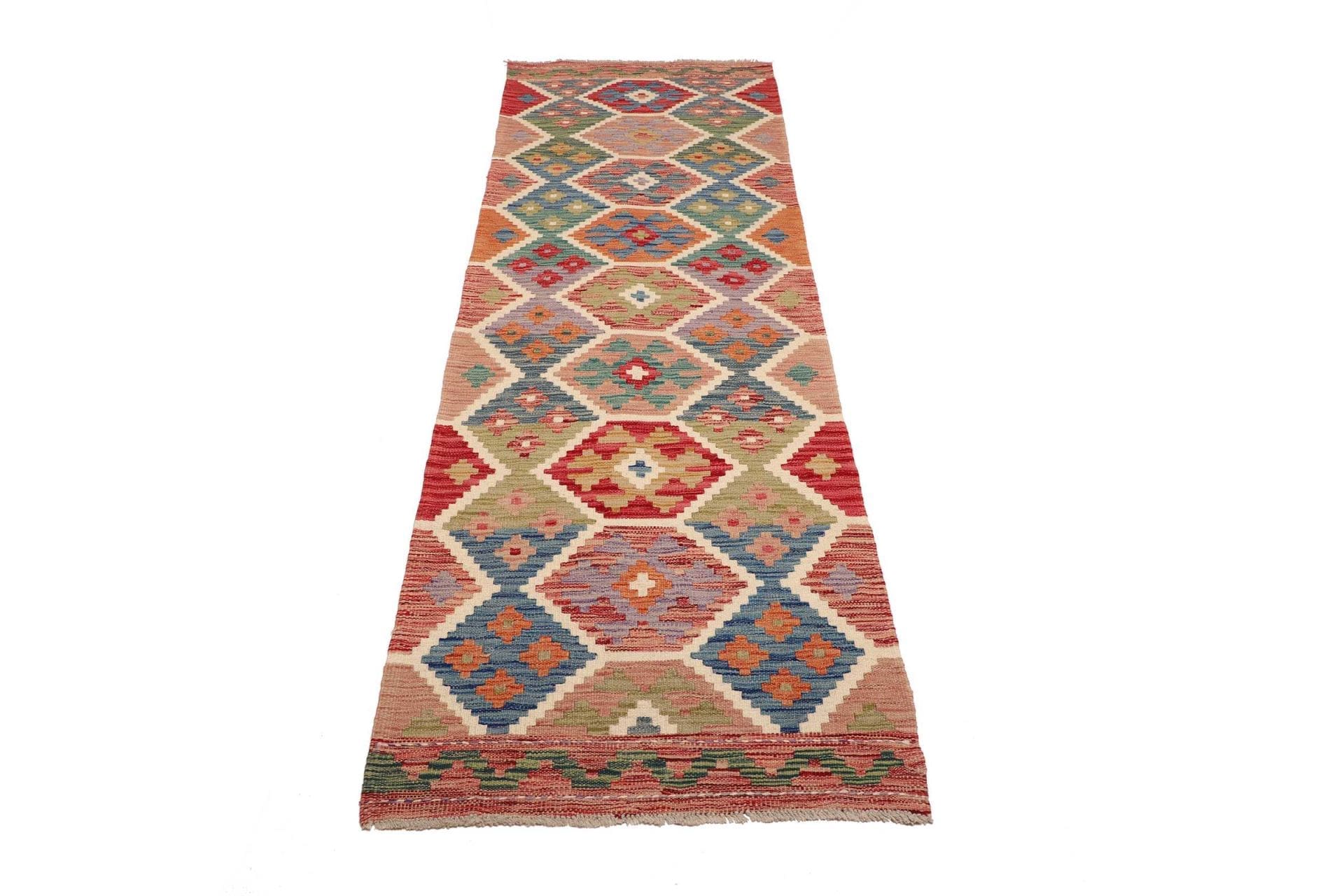 Kelim Teppich 82 x 248 cm, rustikal, handgewebt, Wolle/Baumwolle