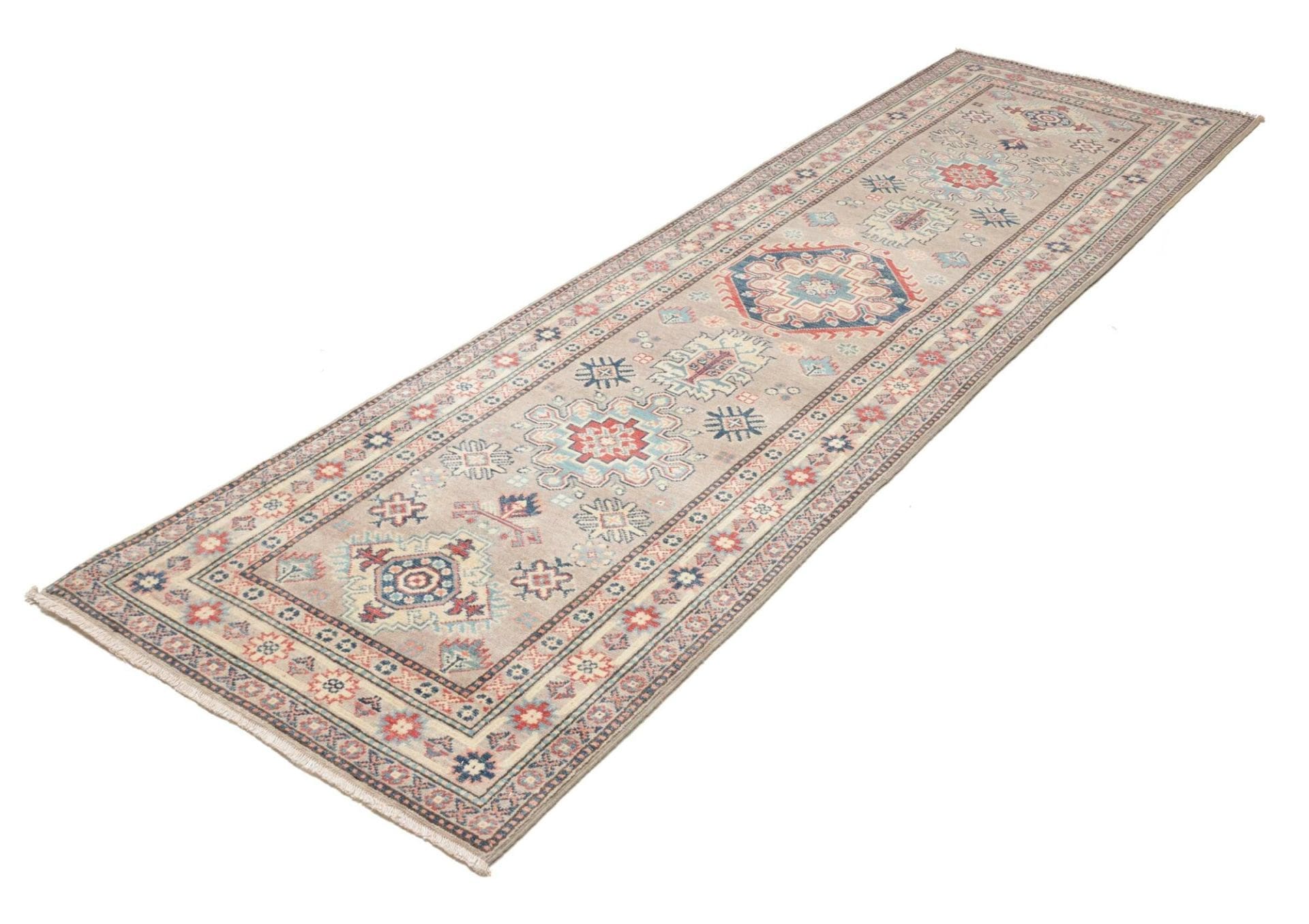 Kazak Teppich 86 x 290 cm, handgeknüpft, Schurwolle, bunt