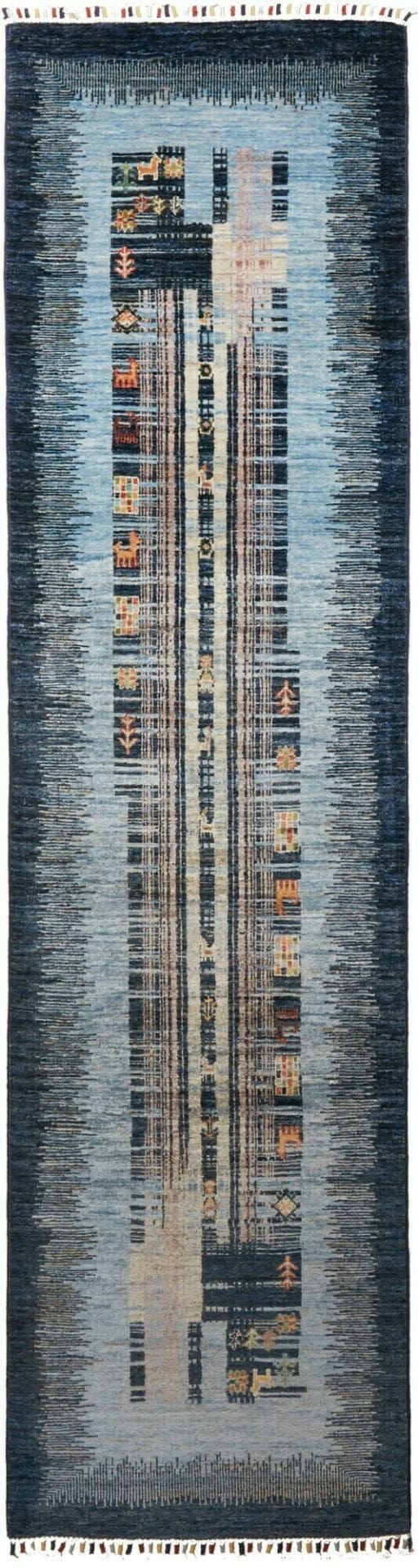 Gabbeh Teppich 84 x 289cm, weiche Schurwolle, handgeknüpft