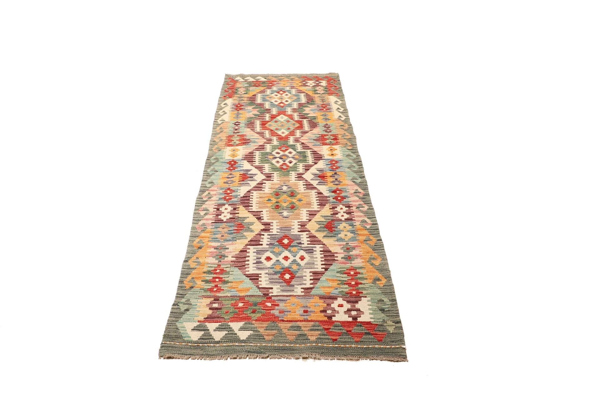 Kelim Teppich 78x239cm, Handgewebt, Schurwolle, Rustikales Flair