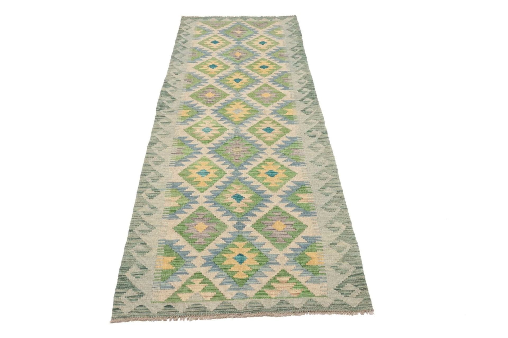 Kelim Teppich 81 x 241 cm aus Schurwolle, handgewebt, rustikal