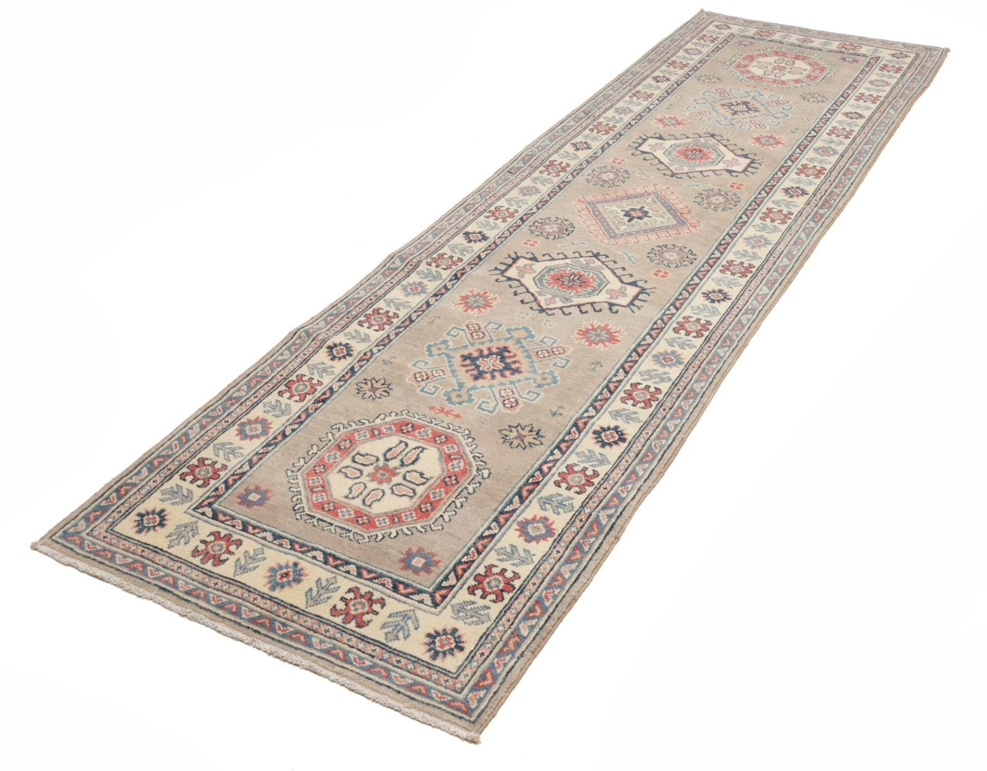 Kazak Teppich 88 x 291 cm – Handgeknüpft, geometrische Muster, Wolle