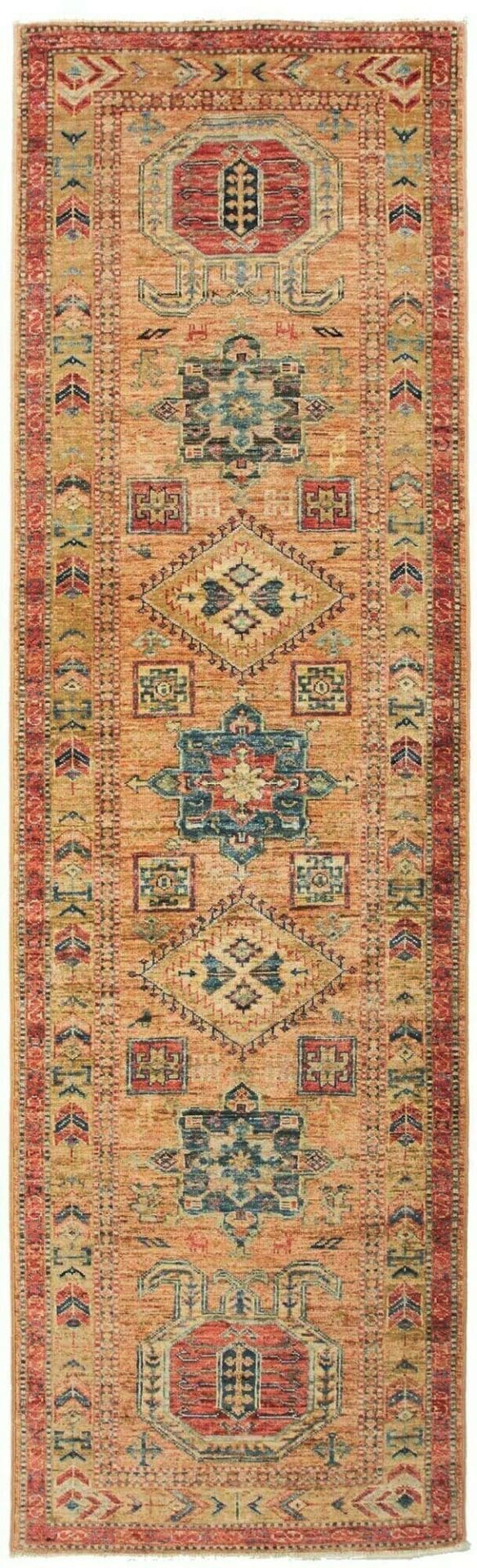 Kazak Orientteppich 77 x 251 cm aus Schurwolle, handgeknüpft