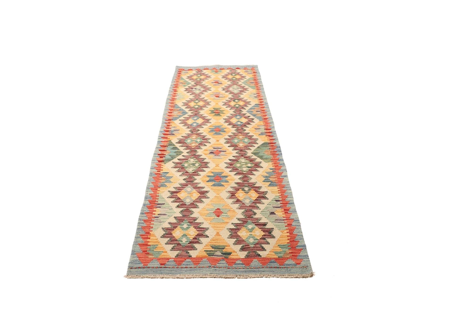 Kelim Teppich 81 x 239cm, handgewebt, rustikales Flair, Wolle