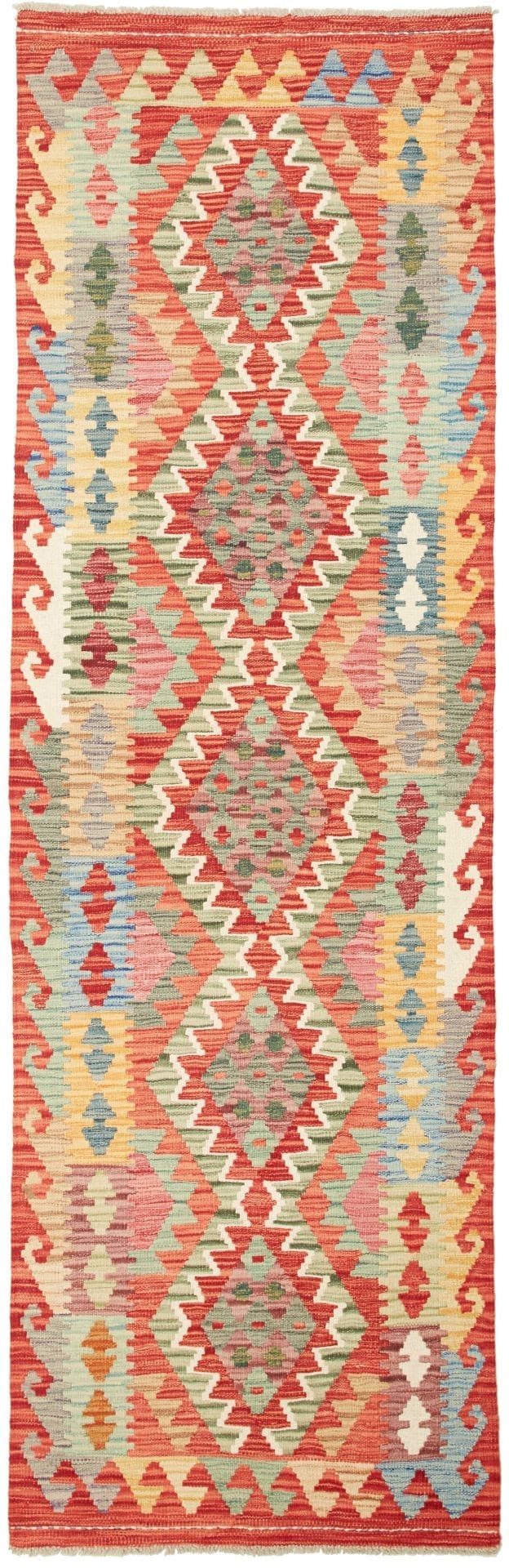 Kelim Teppich 80 x 248cm, handgewebt, rustikales Flair, Wolle