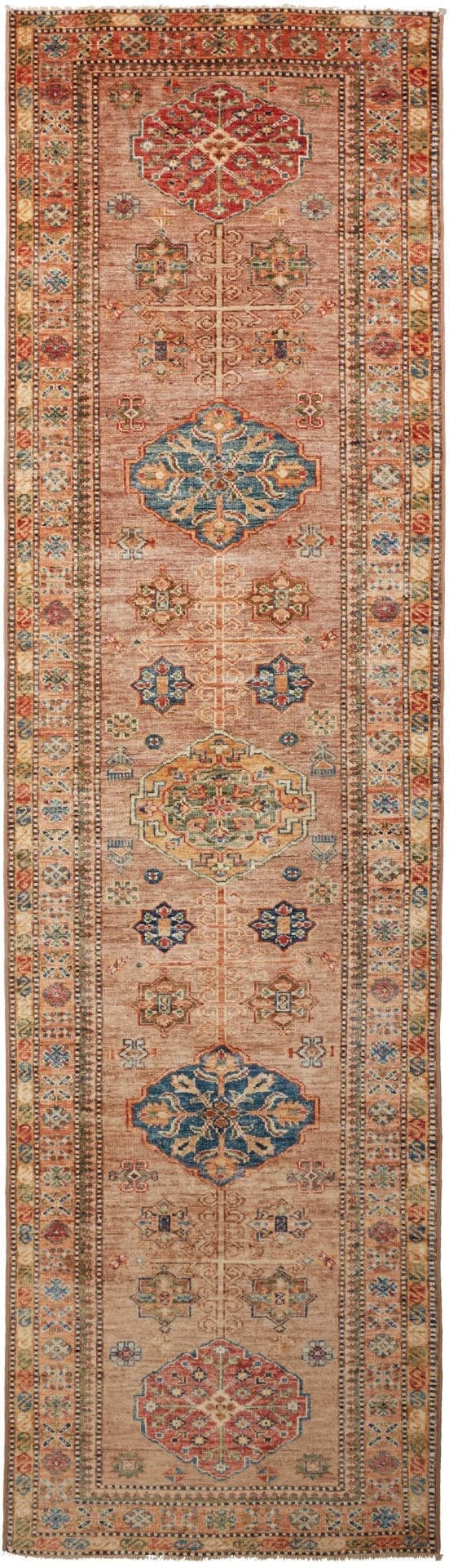 Kazak Teppich 85 x 300 cm, Schurwolle, handgeknüpft, Orientteppich