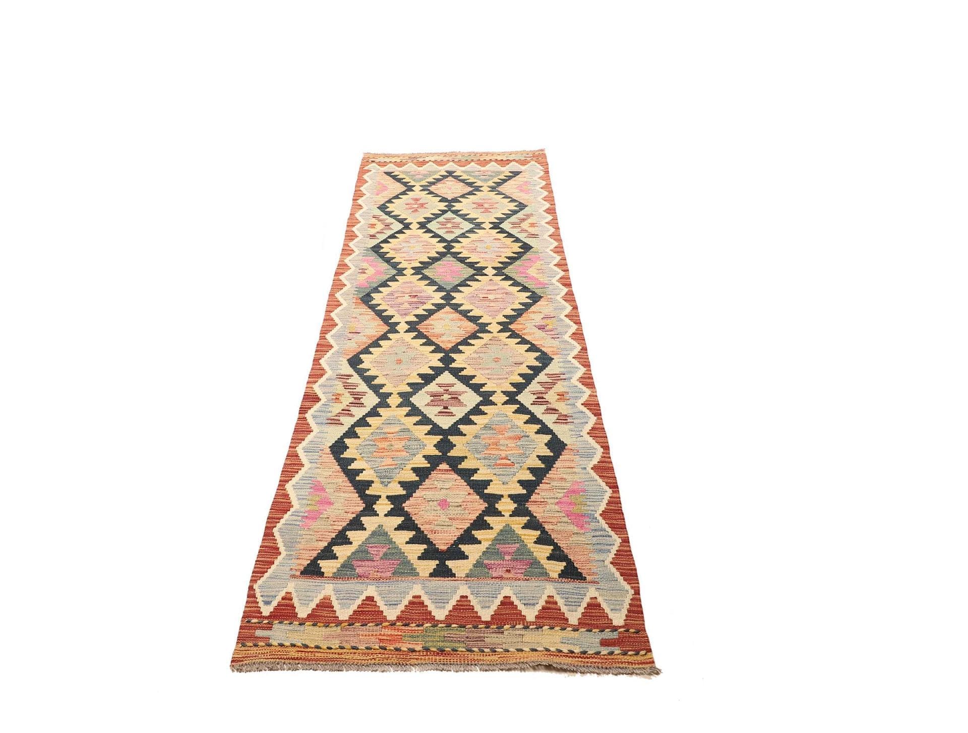 Kelim Teppich 85 x 254cm aus Schurwolle – handgewebt Orientteppich
