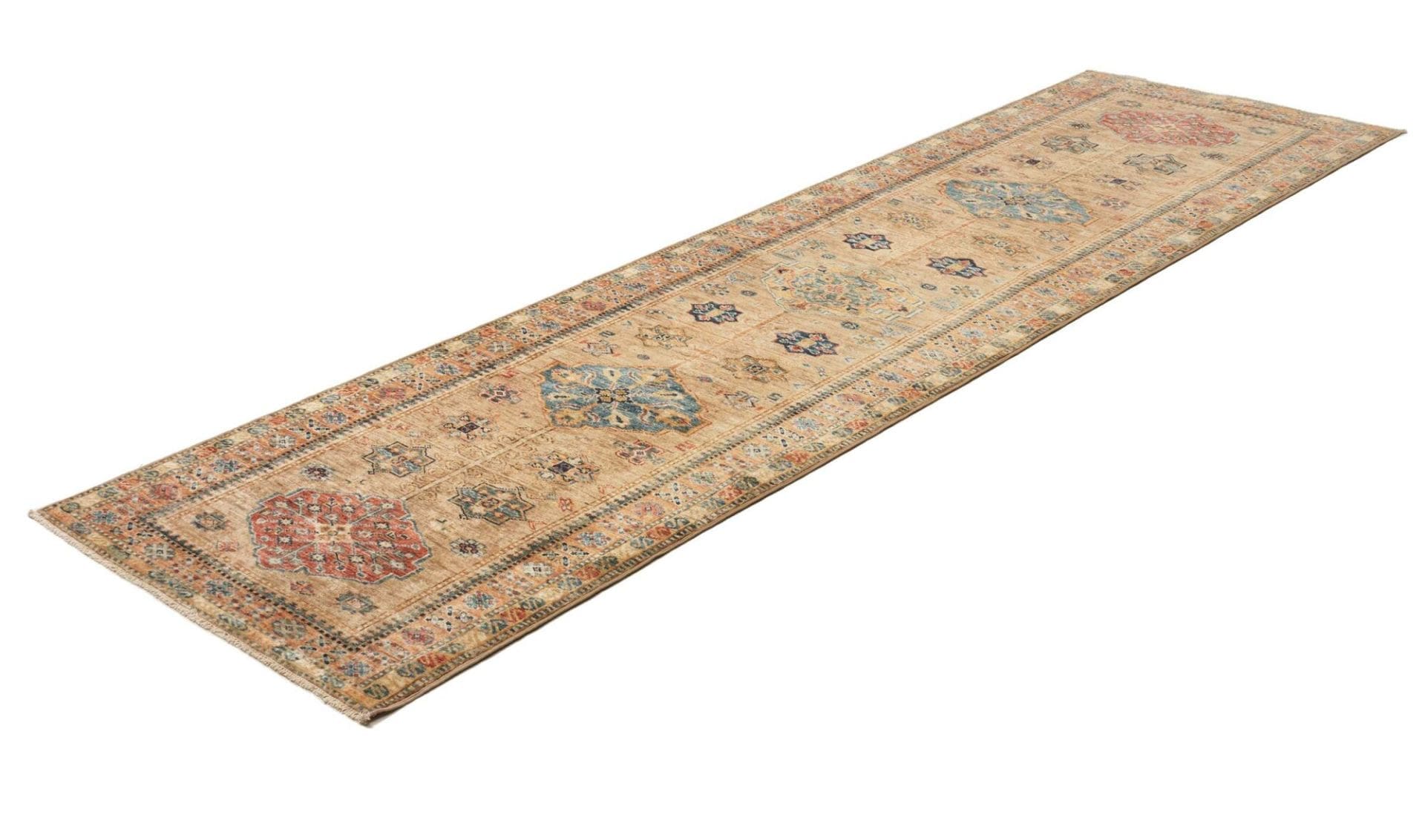 Kazak Teppich 86 x 296cm, geometrisch, Schurwolle, handgeknüpft
