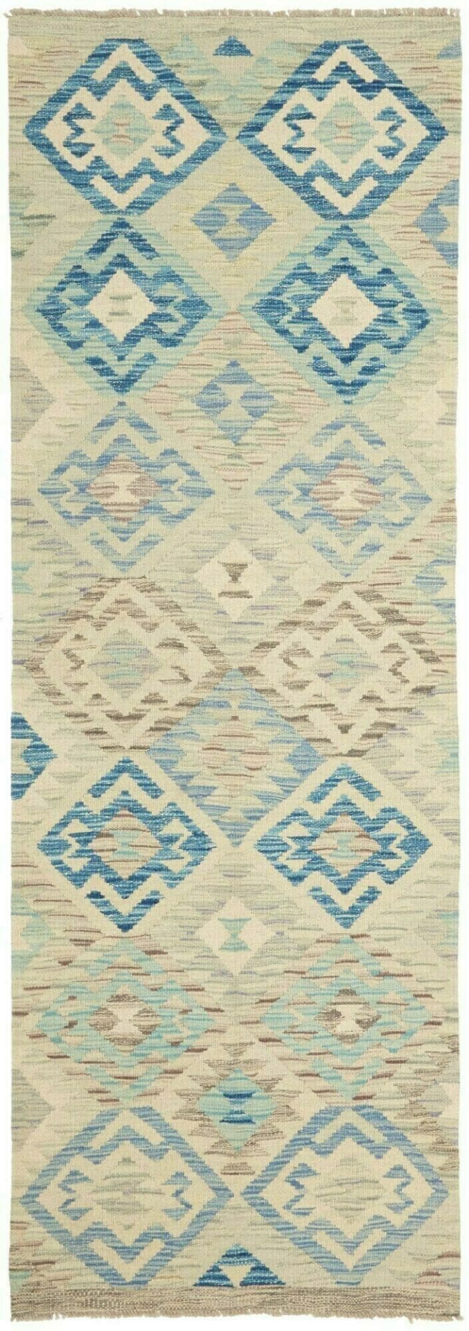 Kelim Teppich 82 x 232cm, handgewebt, rustikales Flair, Schurwolle