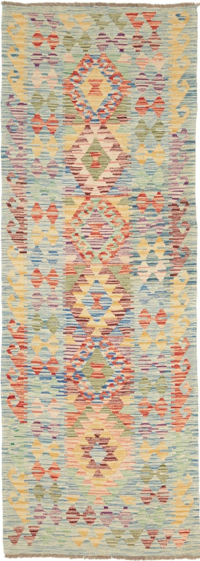 Kelim Teppich 84 x 244cm, handgewebt, rustikales Flair aus Wolle