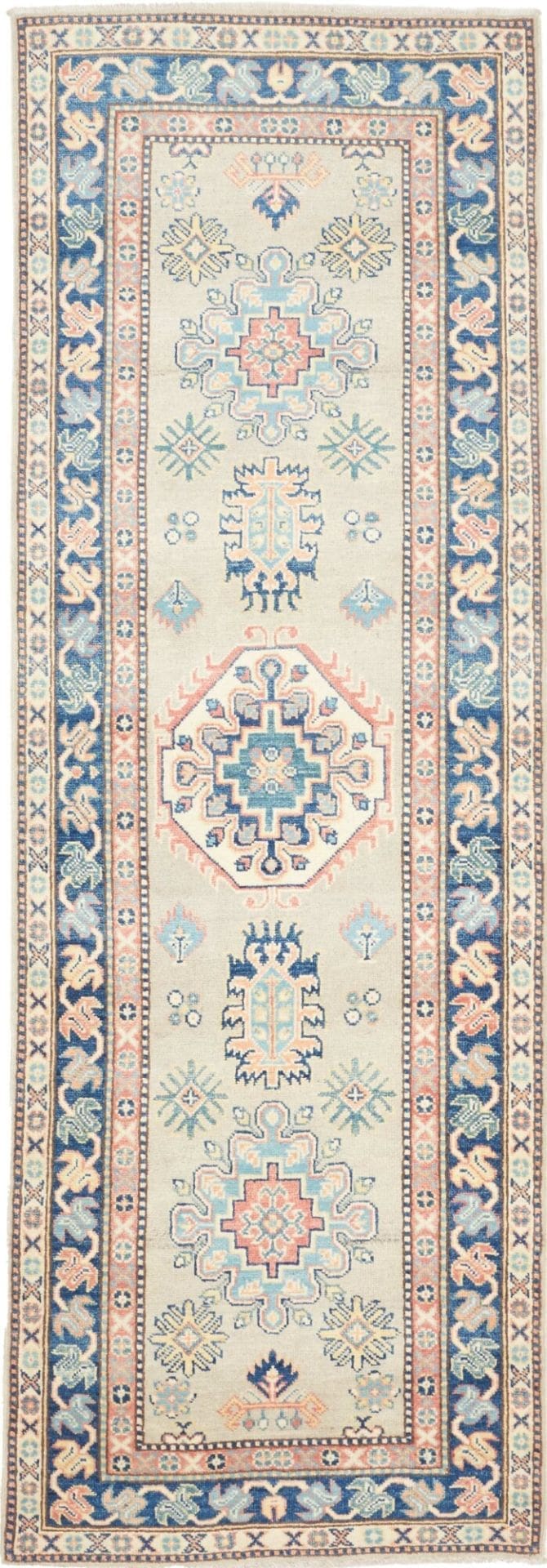 Kazak Teppich 87 x 240cm | Handgeknüpft | Schurwolle, geometrisch