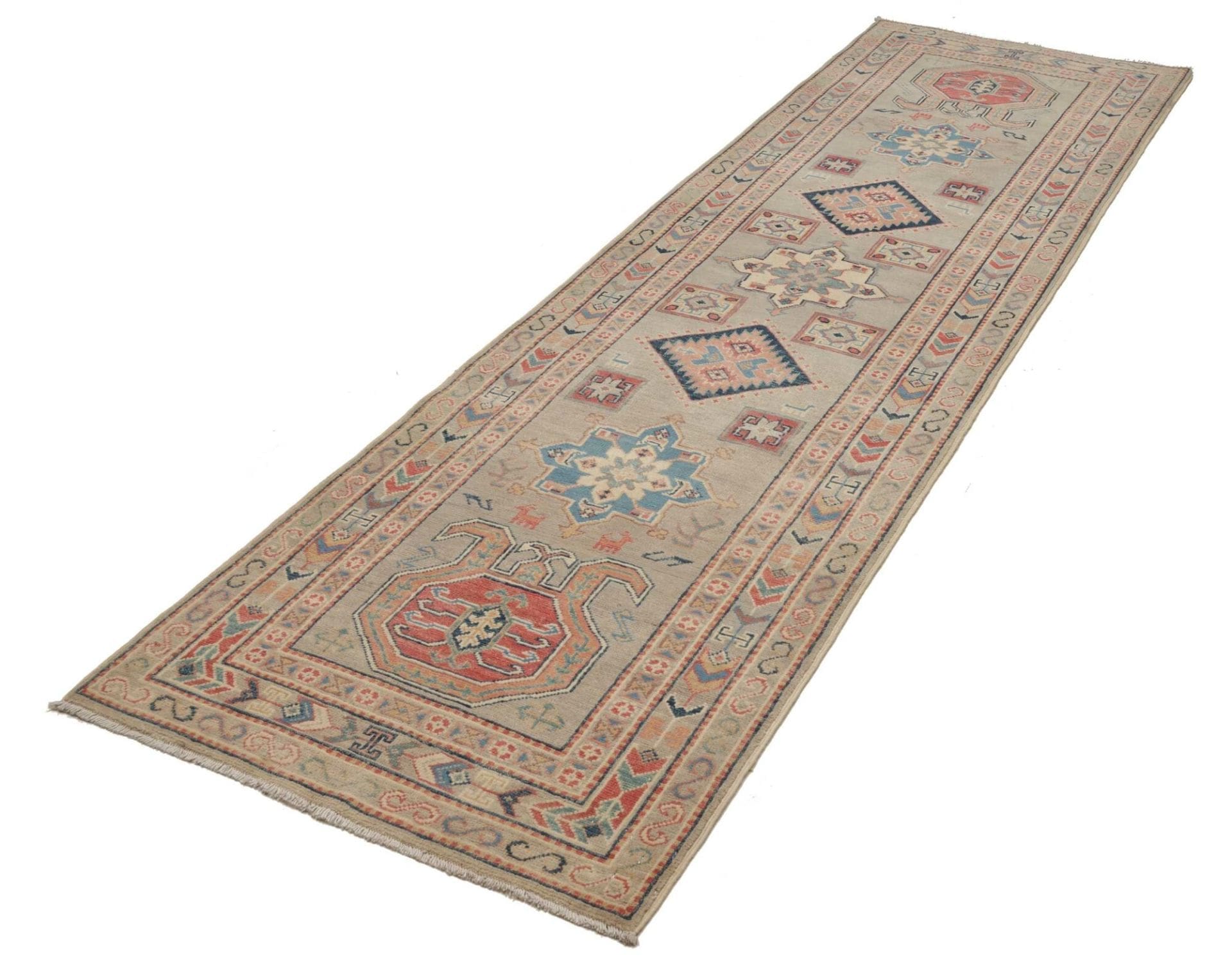 Kazak Teppich 85 x 286 cm | Handgeknüpft, Wolle, geometrisch, Rarität