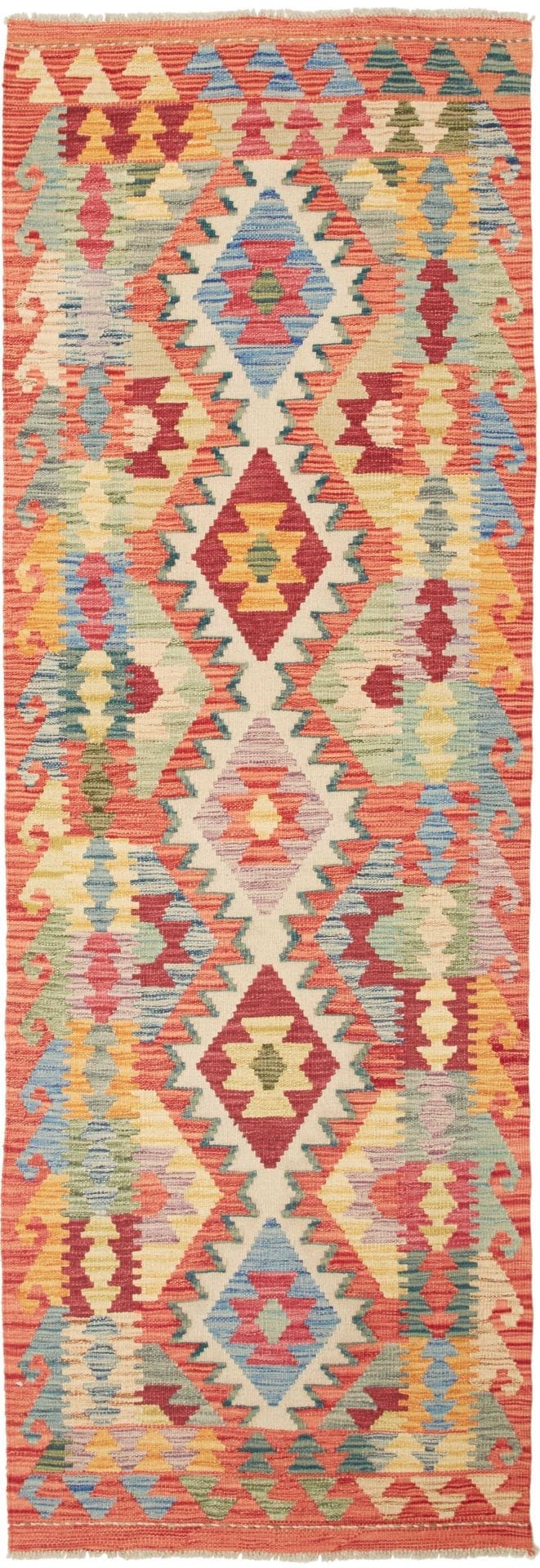 Kelim Teppich 85 x 244 cm aus Schurwolle – handgewebt, rustikal
