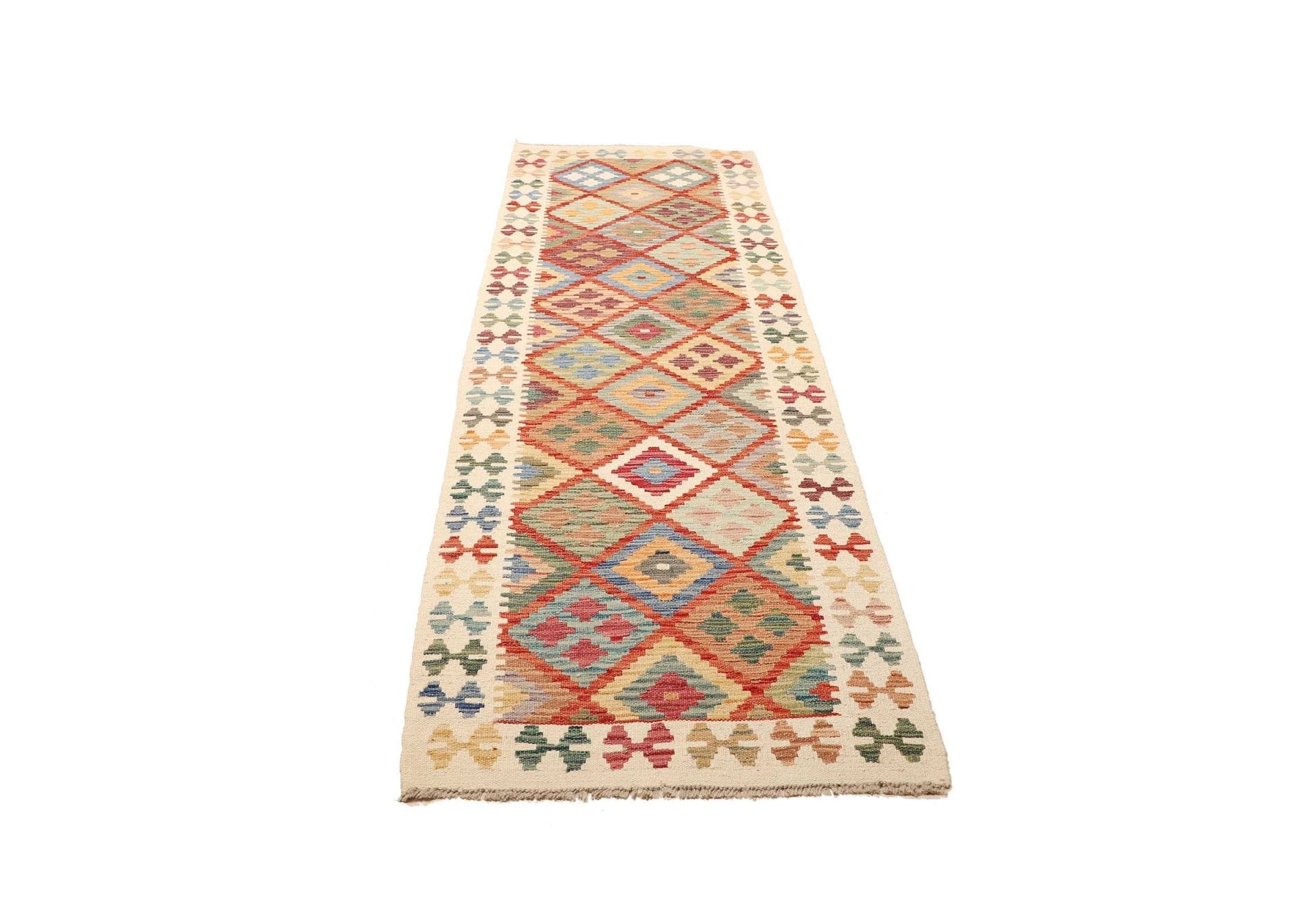 Kelim Teppich 81 x 252 cm, handgewebt, rustikales Flair, Wolle