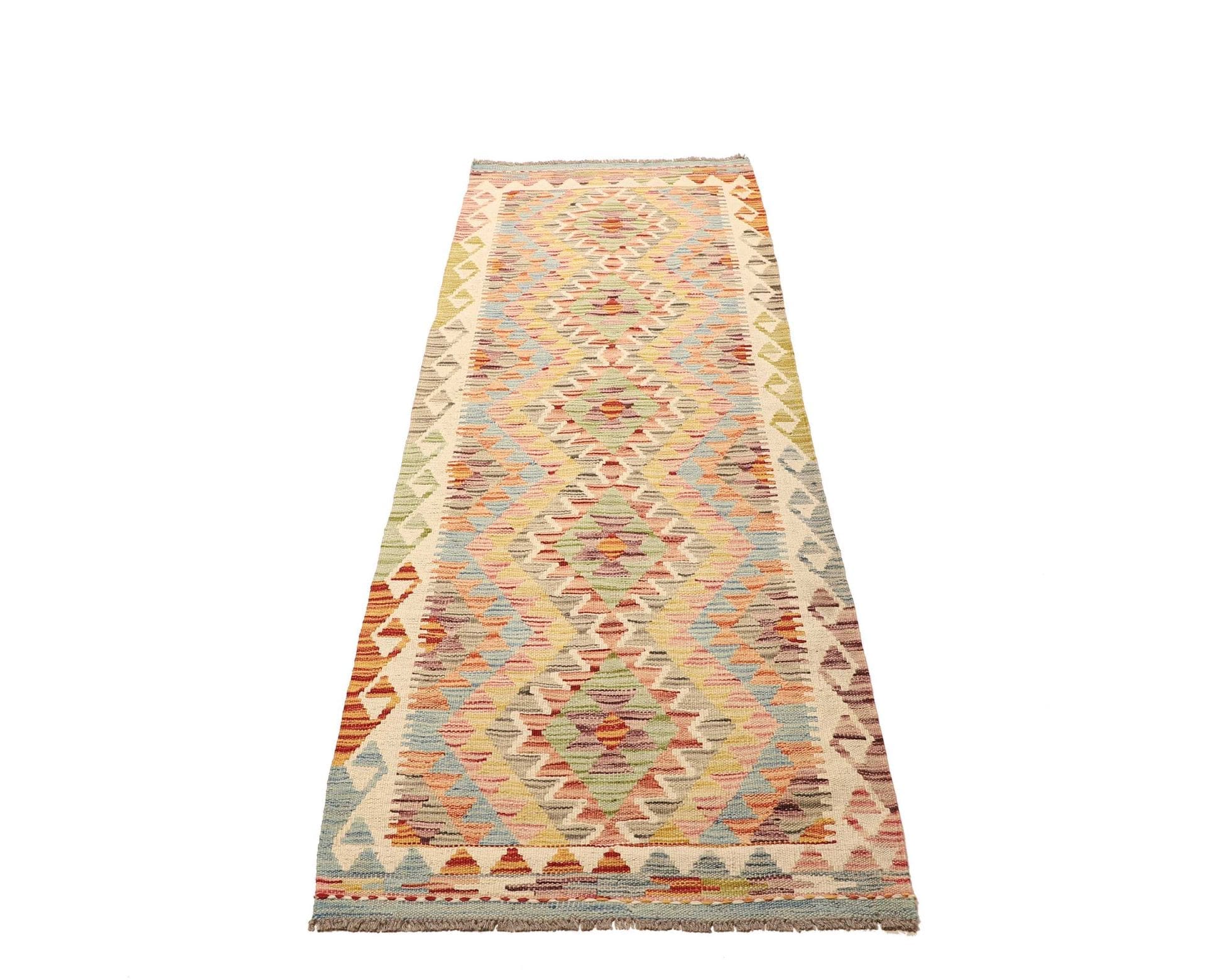 Kelim Teppich 70 x 210 cm, handgewebt, rustikales Design