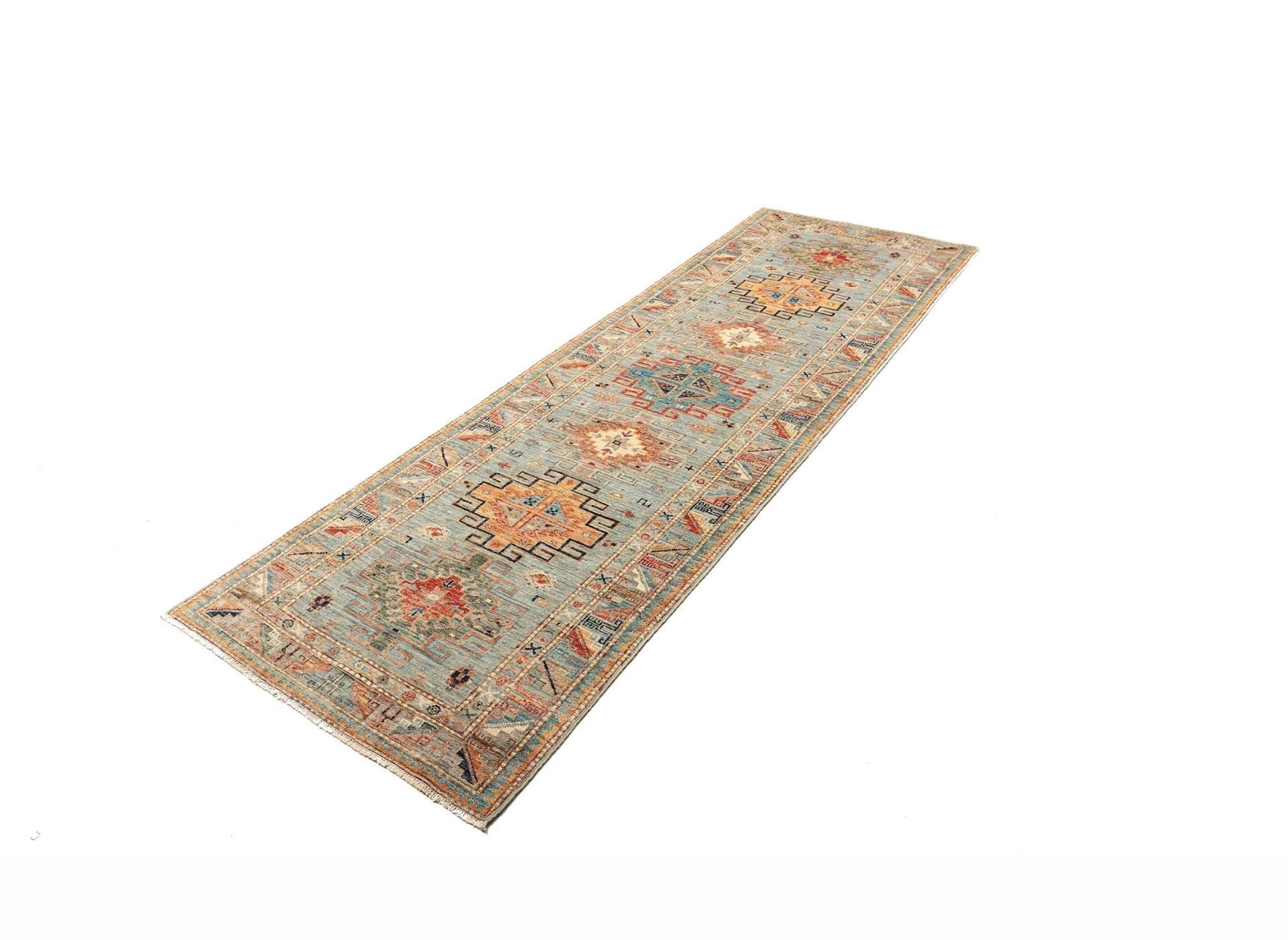 Kazak Teppich 81 x 230 cm – geometrisches Muster, handgeknüpft
