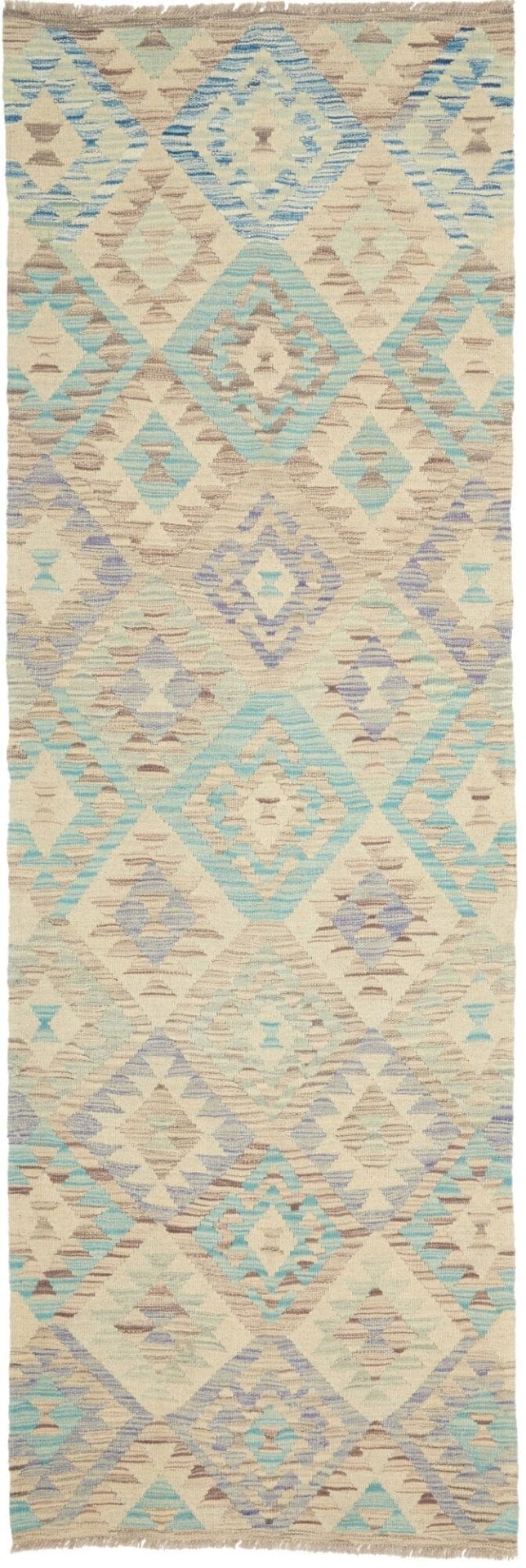Kelim Teppich 84 x 243 cm aus Schurwolle, handgewebt, rustikal