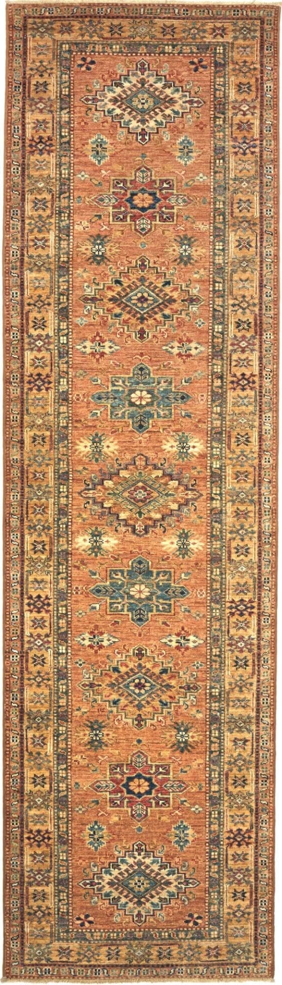 Kazak Teppich 85 x 282 cm, handgeknüpft, Schurwolle, geometrisch