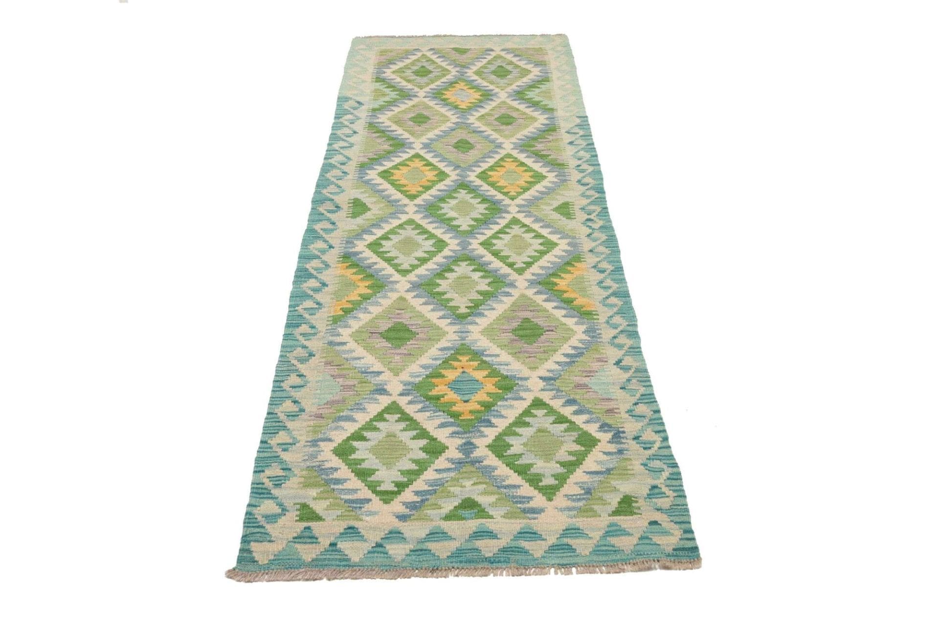 Kelim Teppich 81 x 232cm, handgewebt, rustikales Flair, Wolle